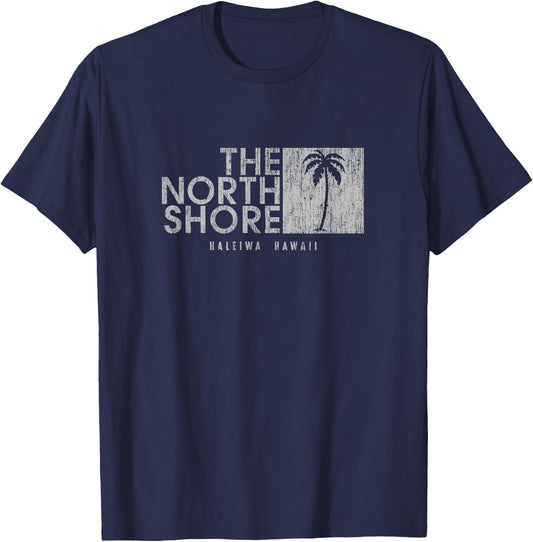 The North Shore Hawaii Palm Tree Vintage Style T-Shirt - T-Shirt | Navy
