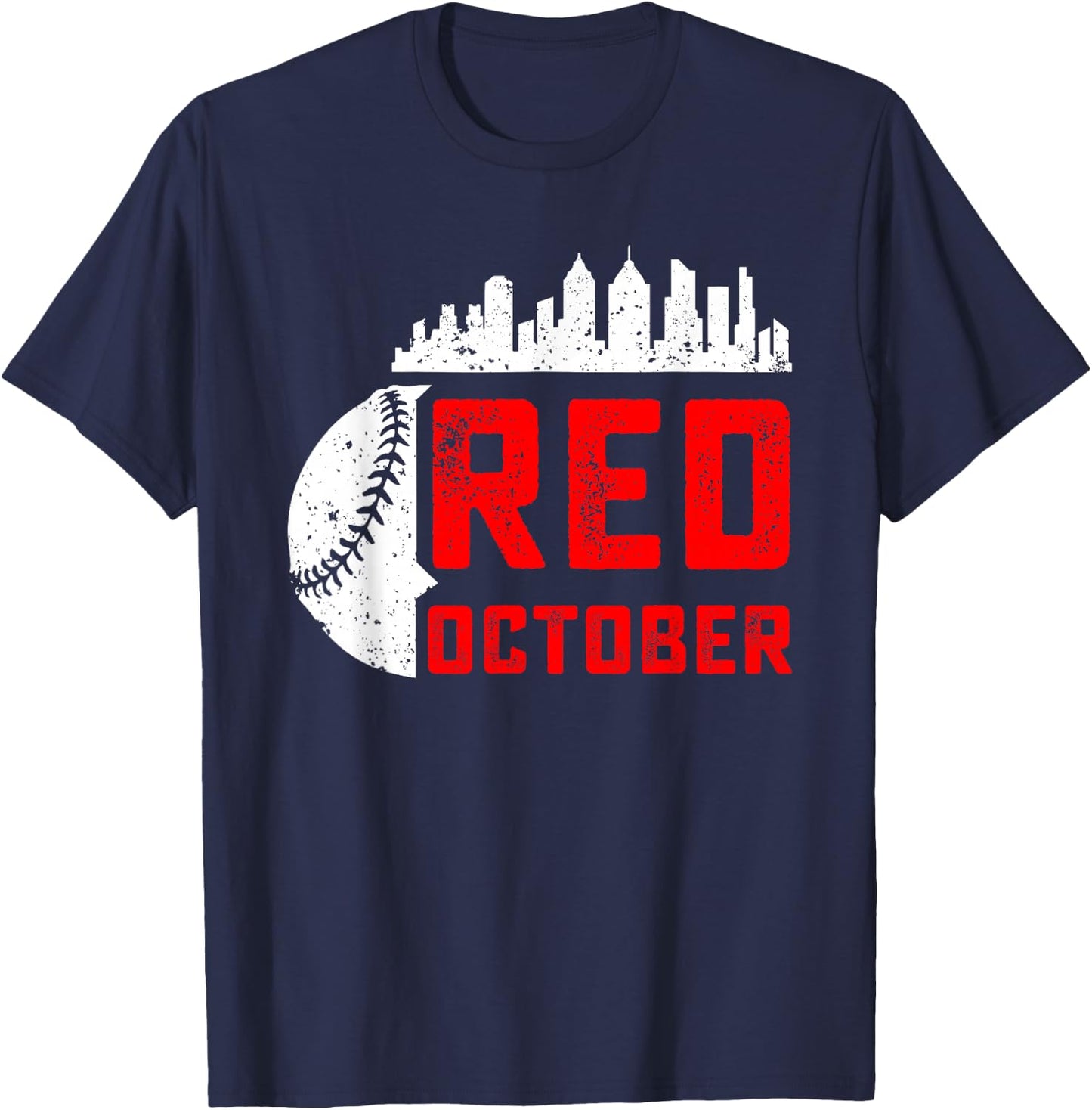Funny In October We Red Baseball T-Shirt - T-Shirt | Navy