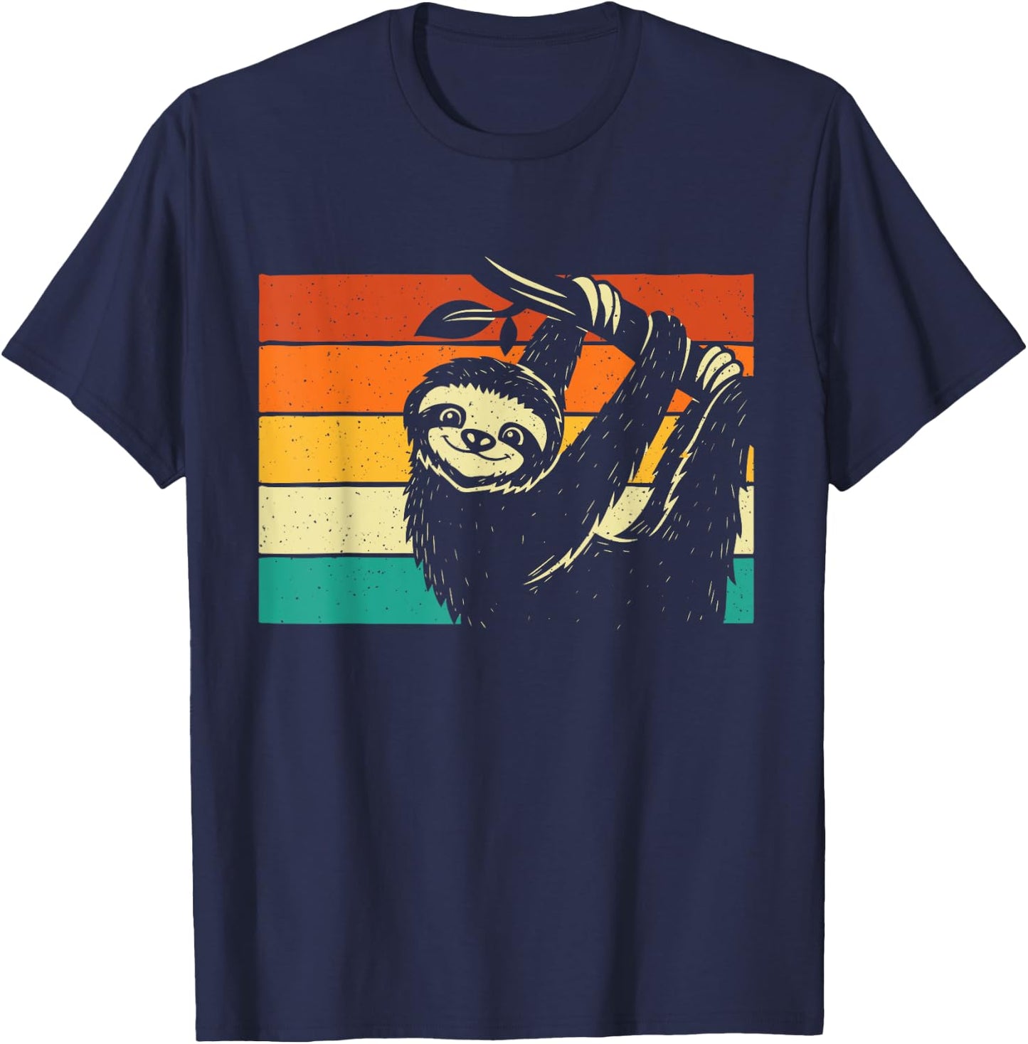 Retro Vintage Hanging Sloth - Nature Animal Lover Zookeeper T-Shirt - T-Shirt | Navy