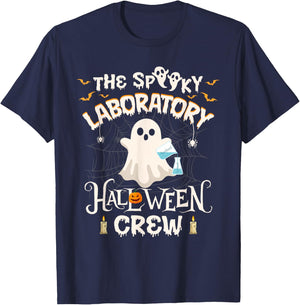 Funny Ghost The Spooky Laboratory Halloween Crew Lab Tech T-Shirt - T-Shirt | Navy