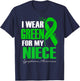 I Wear Green For My Niece Lymphoma Awareness Feather T-Shirt - T-Shirt | Navy