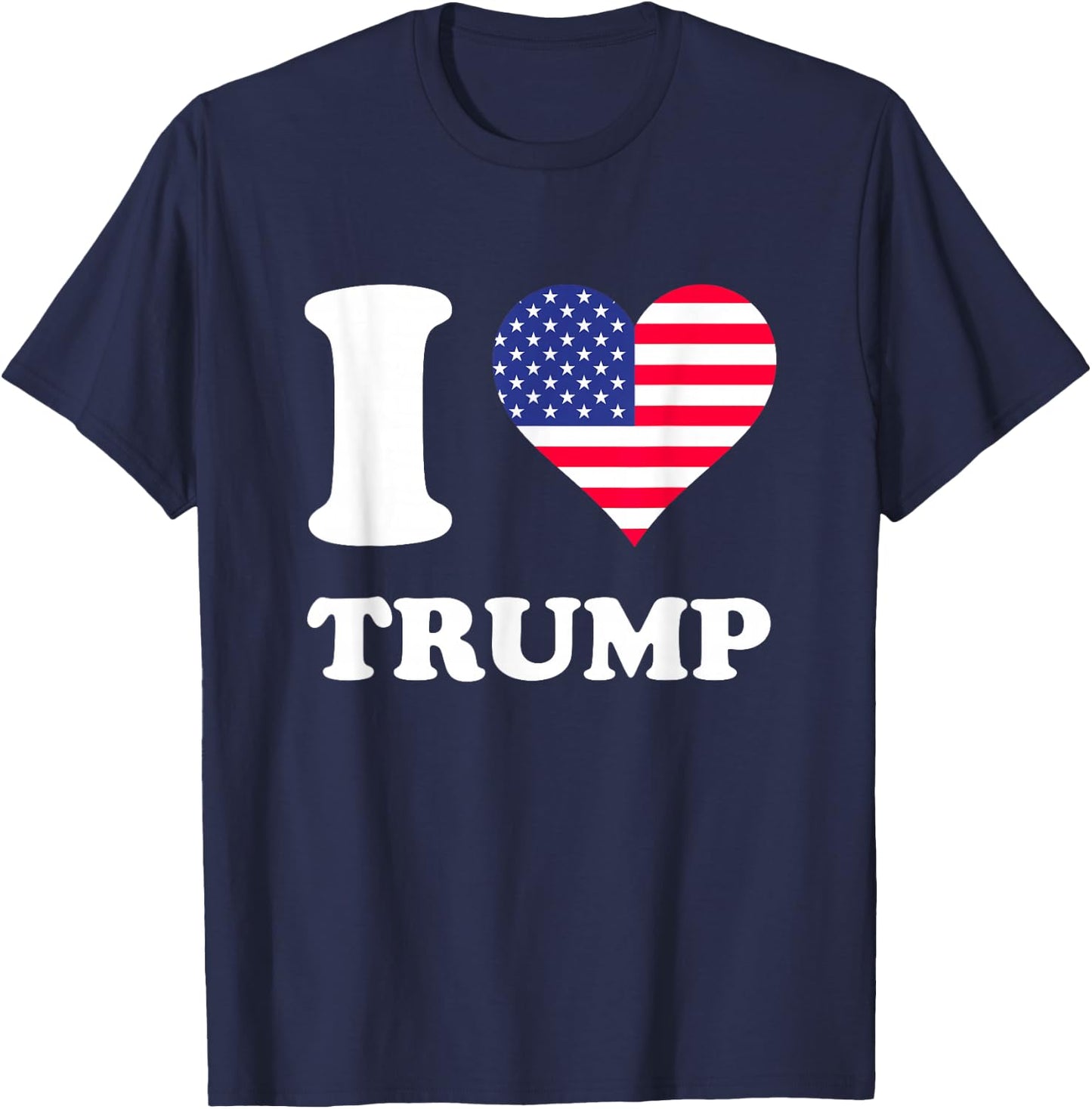 USA Flags Heart I Love Trump T-Shirt - T-Shirt | Navy
