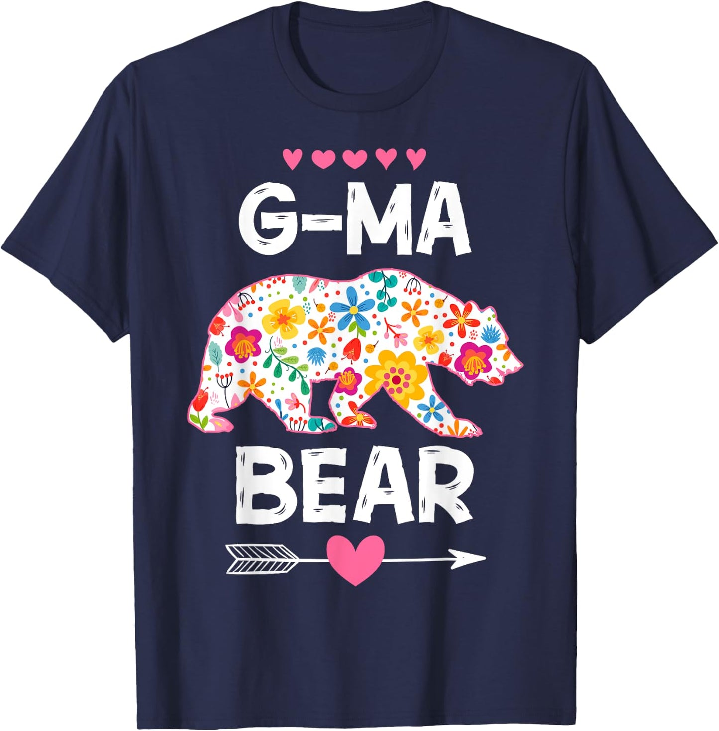 G-Ma Bear Cute Floral Mother's Day Family Matching Party T-Shirt - T-Shirt | Navy