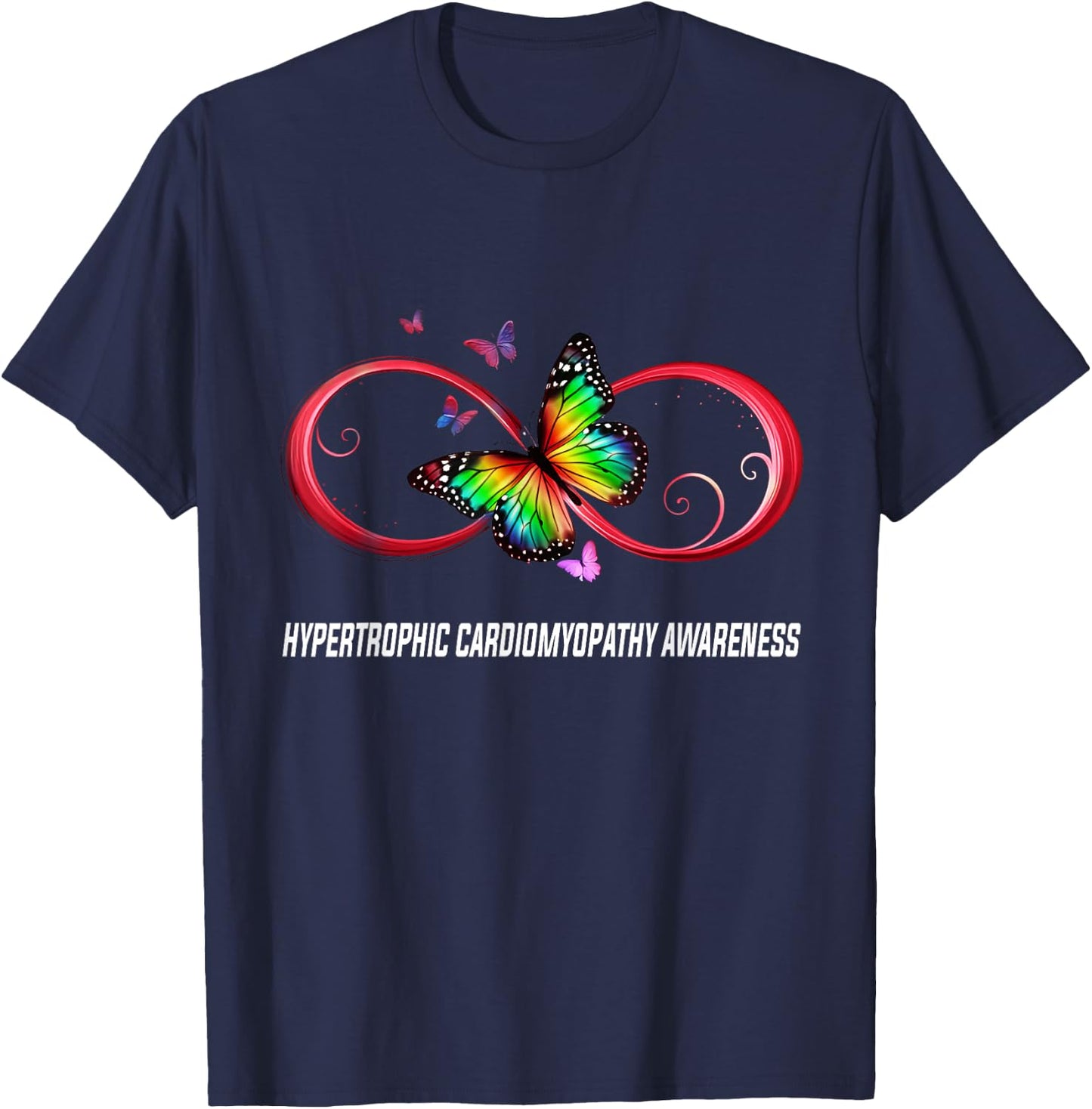 Infinity Butterfly Hypertrophic Cardiomyopathy Awareness T-Shirt - T-Shirt | Navy