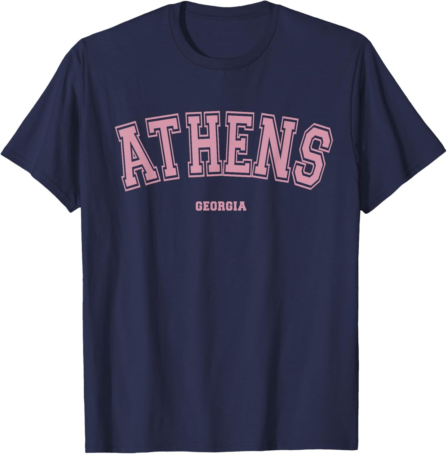 Pink Athens Georgia GA Varsity Style on Athens T-Shirt - T-Shirt | Navy