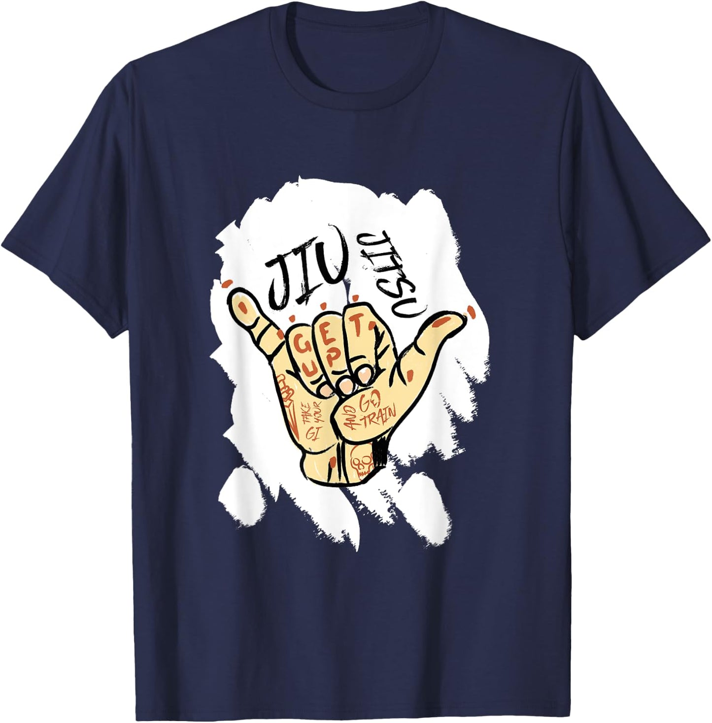 Brazilian Jiu Jitsu and Tattoo - BJJ and Grappling T-Shirt - T-Shirt | Navy