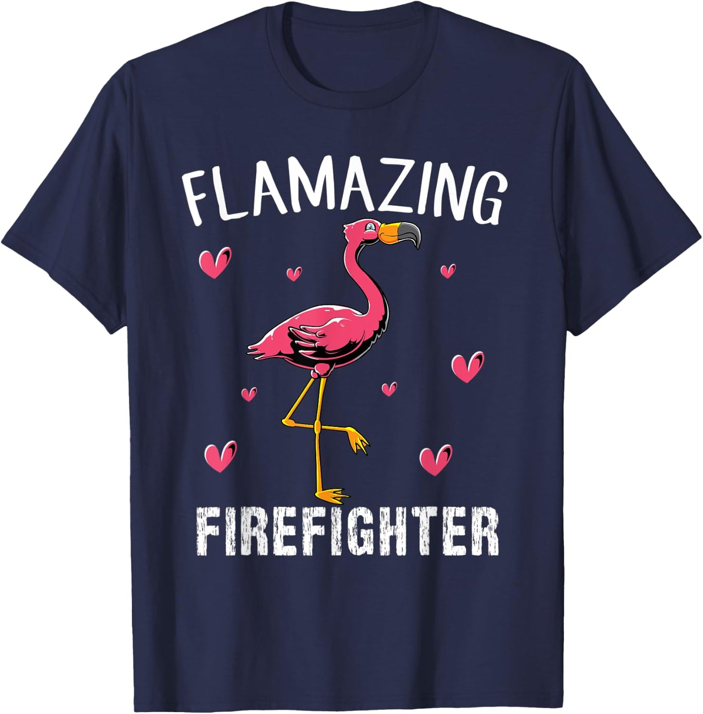Flamingo bird Funny Flamazing FIREFIGHTER T-Shirt - T-Shirt | Navy