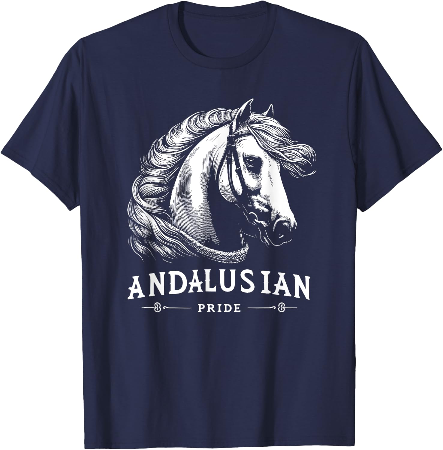 Andalusian Horse Riding Equestrian T-Shirt - T-Shirt | Navy