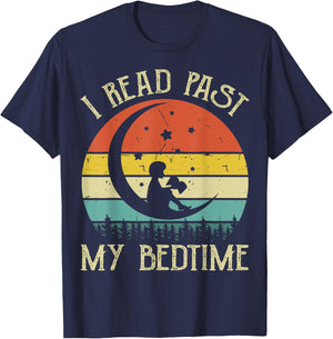 Nerdy I Read Past My Bedtime Reading Book Teacher Kids Women T-Shirt - T-Shirt | Navy