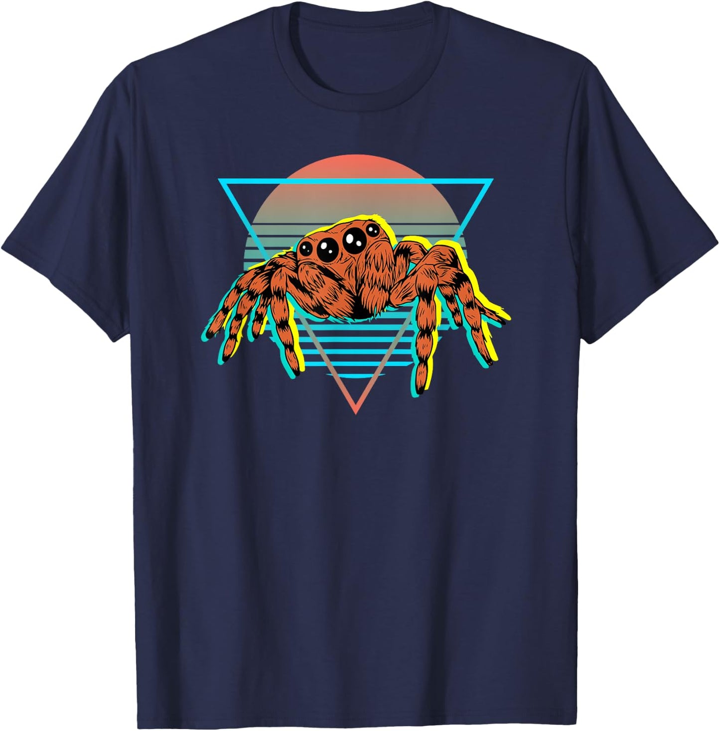 Retro Vintage 70s 80s Style Vaporwave Pet Jumping Spider T-Shirt - T-Shirt | Navy
