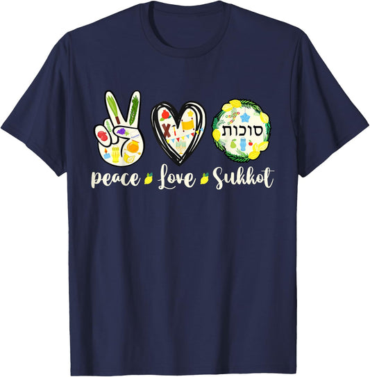 Peace Love SUKKOT 2024seven-day Jewish festival Hebrew Women T-Shirt - T-Shirt | Navy