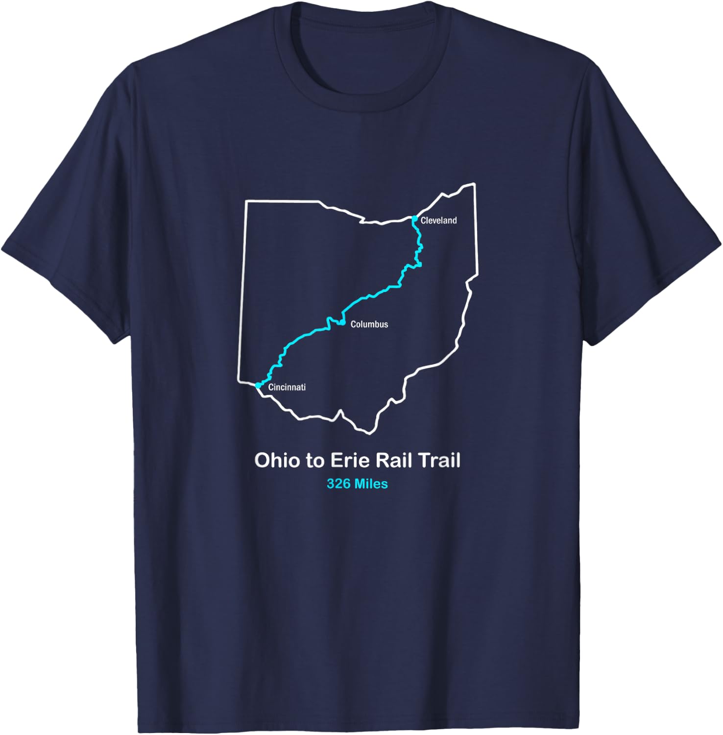 Route Map of the Ohio to Erie Rail Trail T-Shirt - T-Shirt | Navy