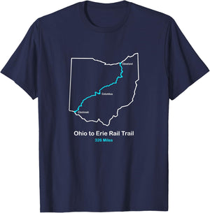 Route Map of the Ohio to Erie Rail Trail T-Shirt - T-Shirt | Navy