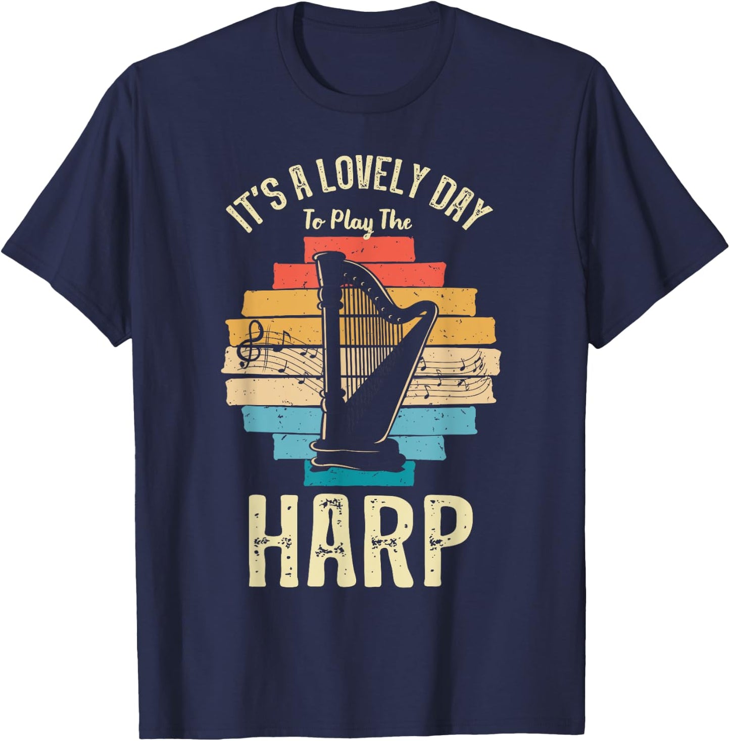 Harp Player Harpist Retro Vintage Musician Music Lover T-Shirt - T-Shirt | Navy