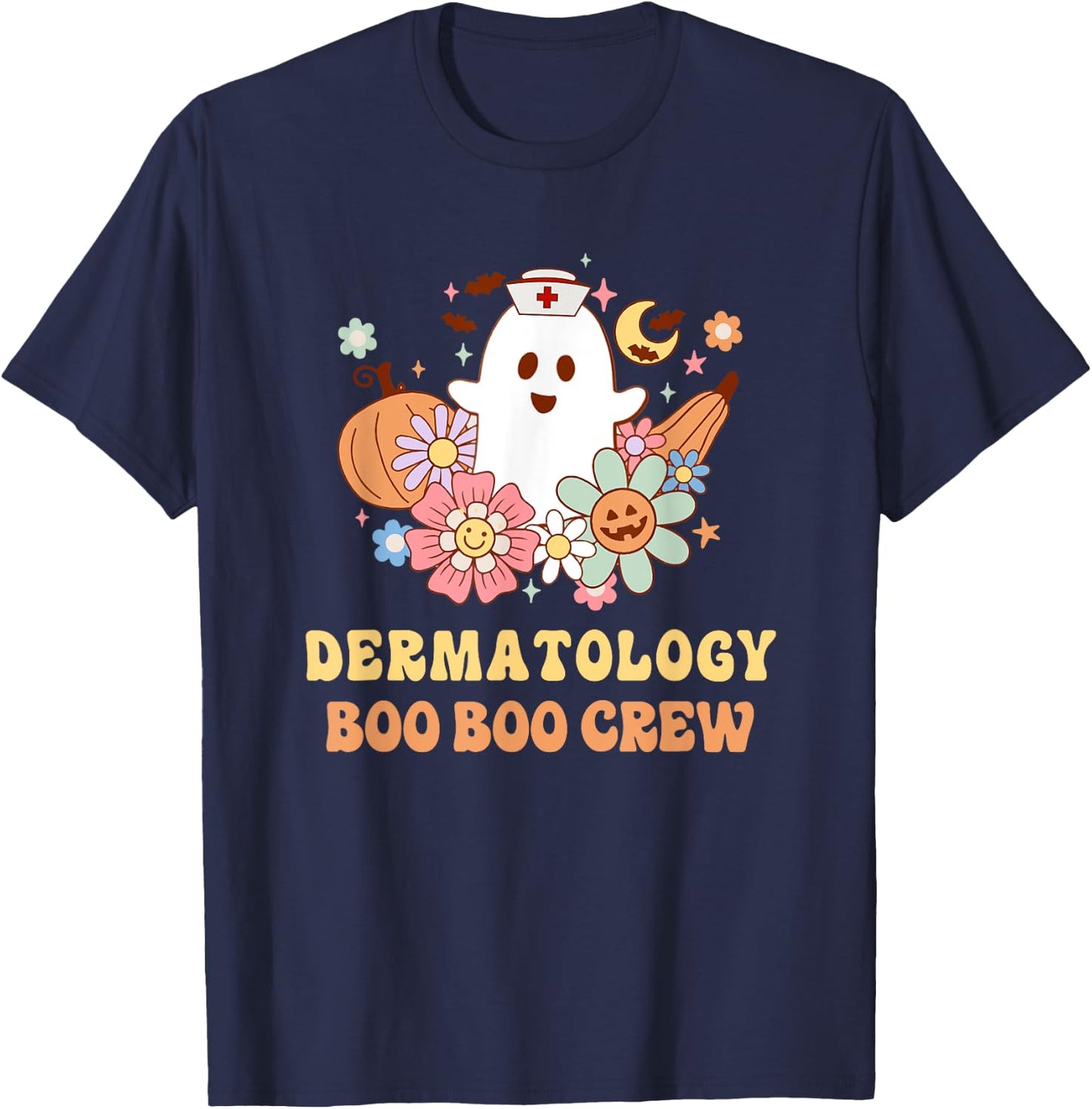 Dermatology Boo Boo Crew Nurse Halloween T-Shirt - T-Shirt | Navy