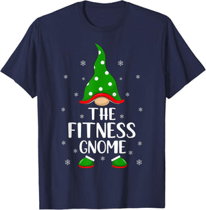 Matching Family Group The Fitness Gnome Christmas T-Shirt - T-Shirt | Navy