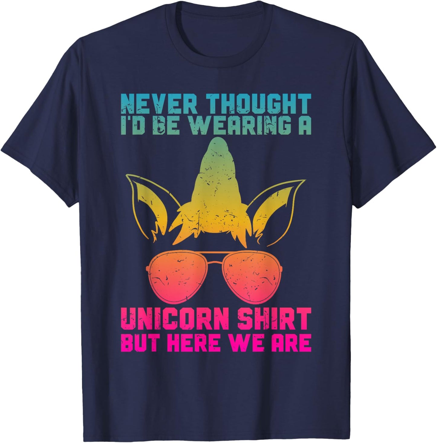 Fathers Day I Wear A Unicorn Shirt Dadacorn Funny T-Shirt - T-Shirt | Navy