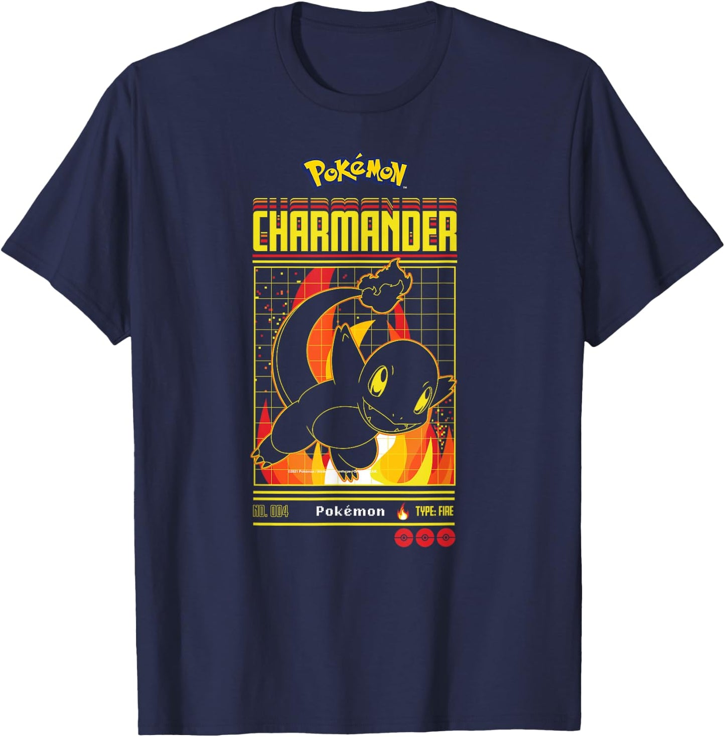 Pokémon - Charmander Retro Gamer T-Shirt - T-Shirt | Navy