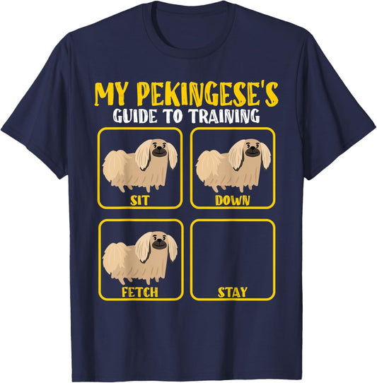 Funny Pekingese Dog training guide for pekingese moms dads T-Shirt - T-Shirt | Navy