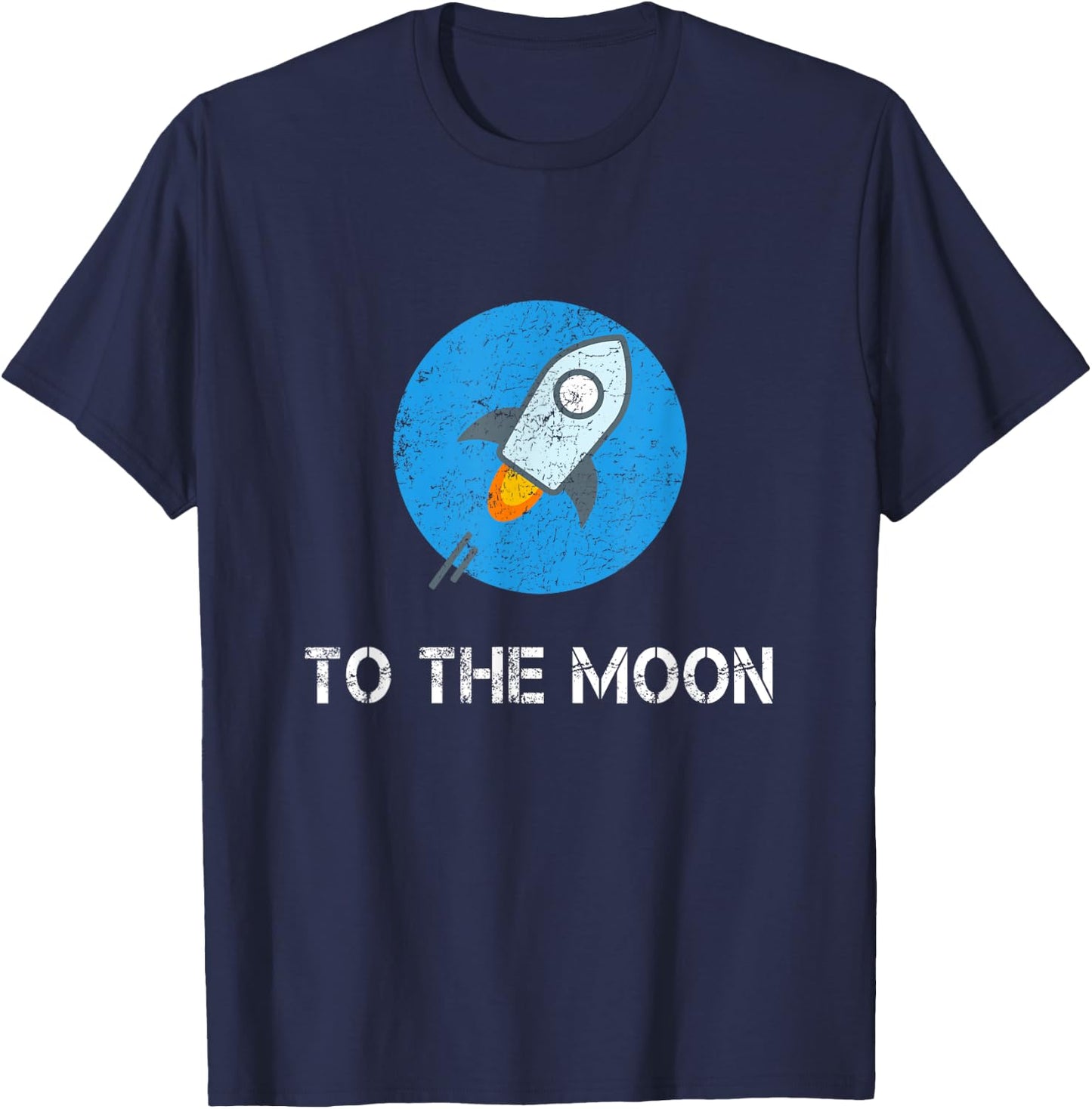 Stellar to the Moon Blue Vintage Distressed Crypto Trader T-Shirt - T-Shirt | Navy