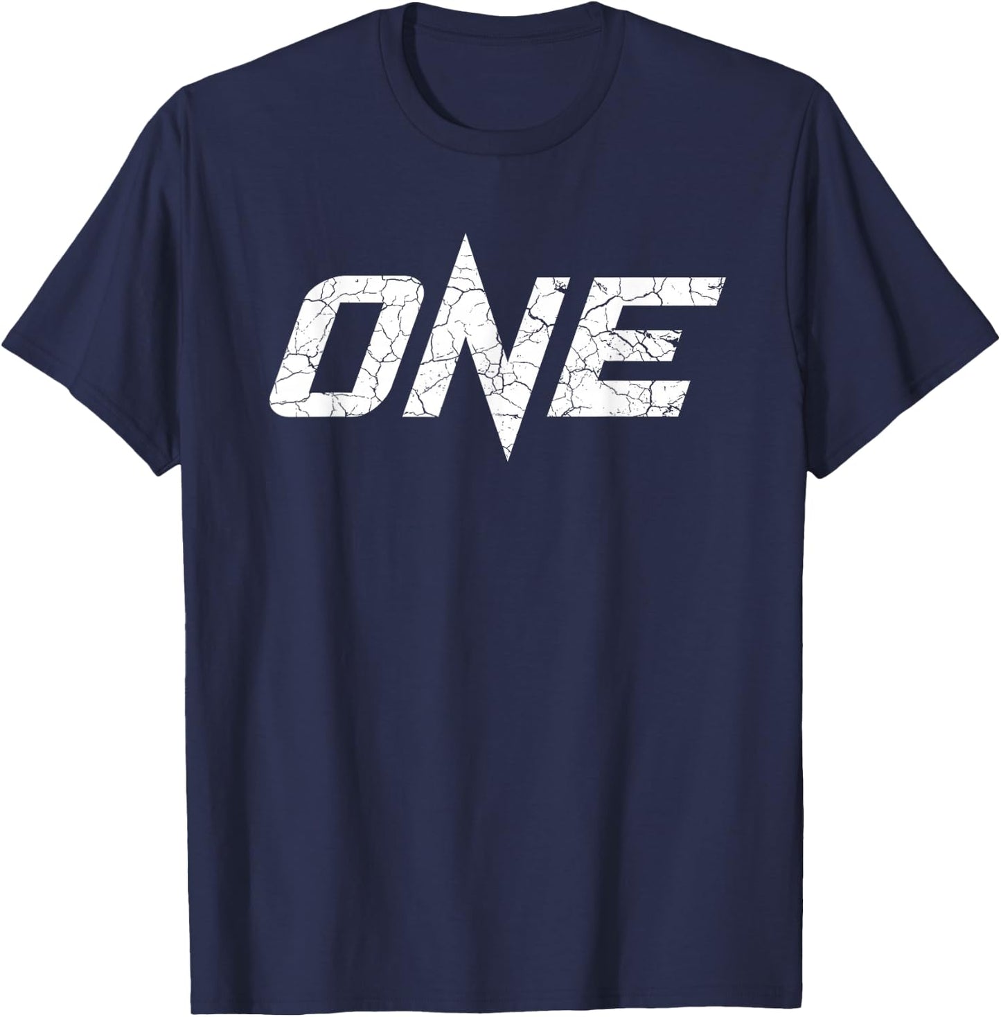 ONE Championship Official Cracked Logo - Men's Black Martial Arts - Small - Short Sleeve - - Classic Fit - Stretchable - Logo Design T-Shirt - T-Shirt | Navy