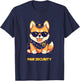 Cute Pomeranian Dog Protected By Paw Security Sunglasses Men Women Kids T-Shirt - T-Shirt | Navy