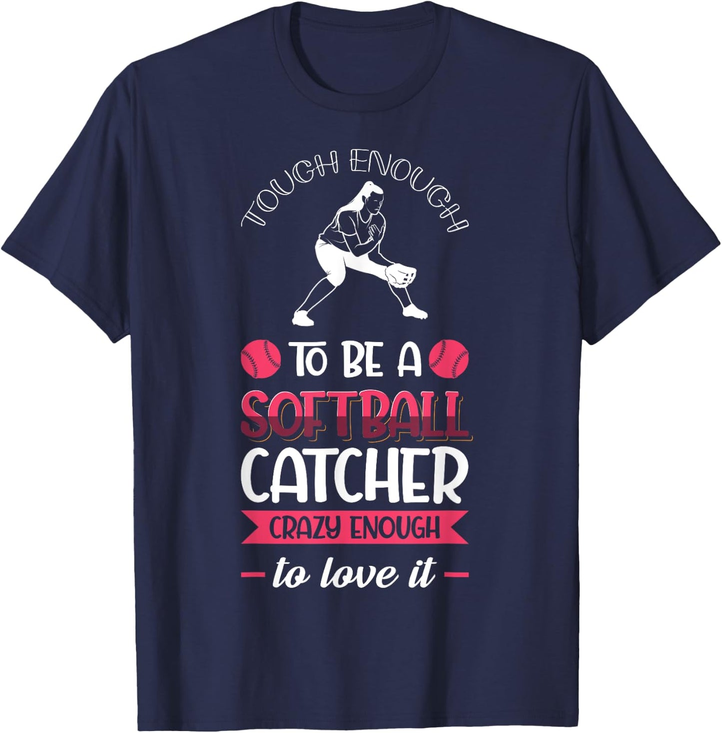 Girl's Youth Crazy Catcher To Be A Softball Catcher Player T-Shirt - T-Shirt | Navy
