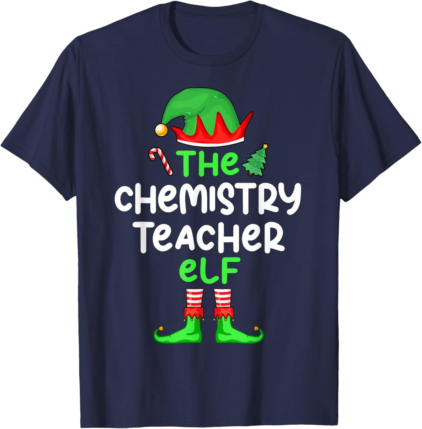 I'm The Chemistry Teacher Elf Christmas Matching Pajama T-Shirt - T-Shirt | Navy