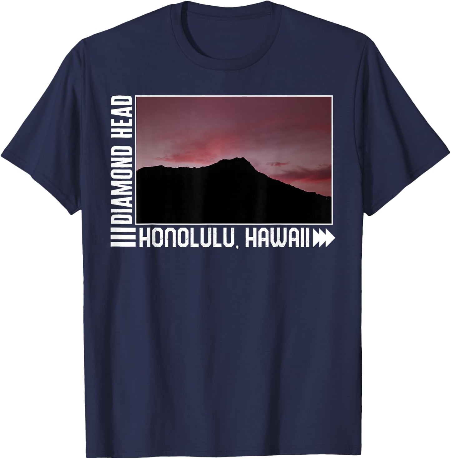 Hawaii Diamond Honolulu Head Hawaii Sunset , Hawaii Beach T-Shirt - T-Shirt | Navy