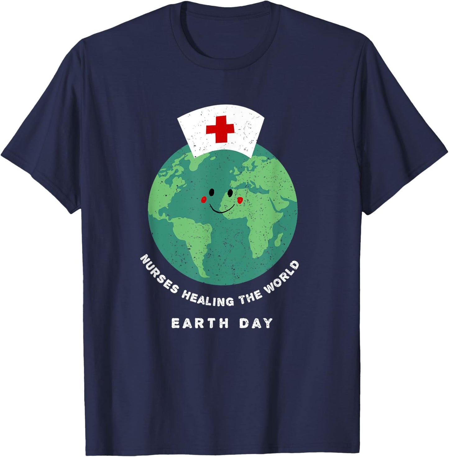Nurse's Earth Day - Cute Planet Earth Nurse T-Shirt - T-Shirt | Navy