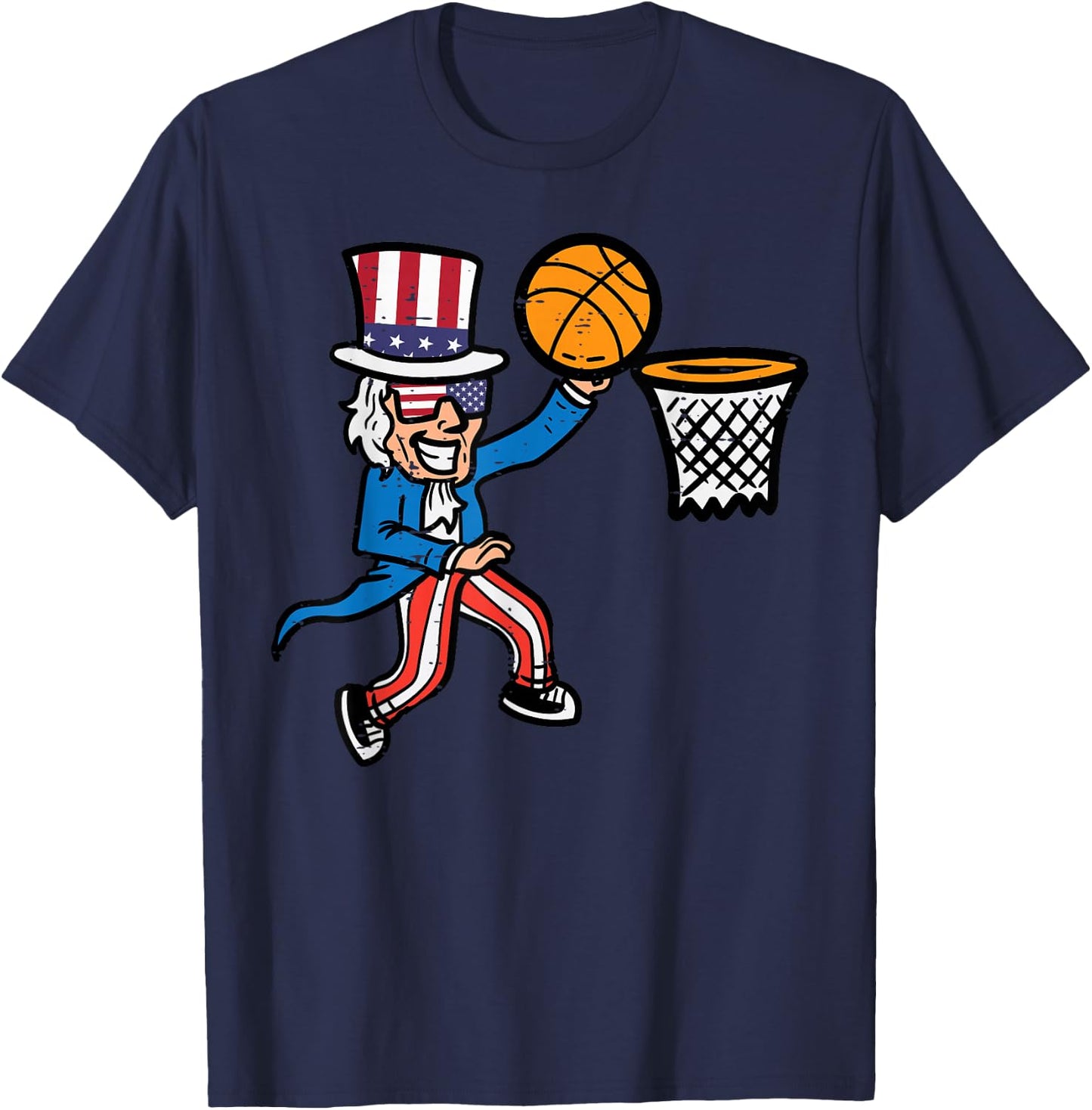 4th Of July Basketball Uncle Sam America Men Boys Kids Teens T-Shirt - T-Shirt | Navy