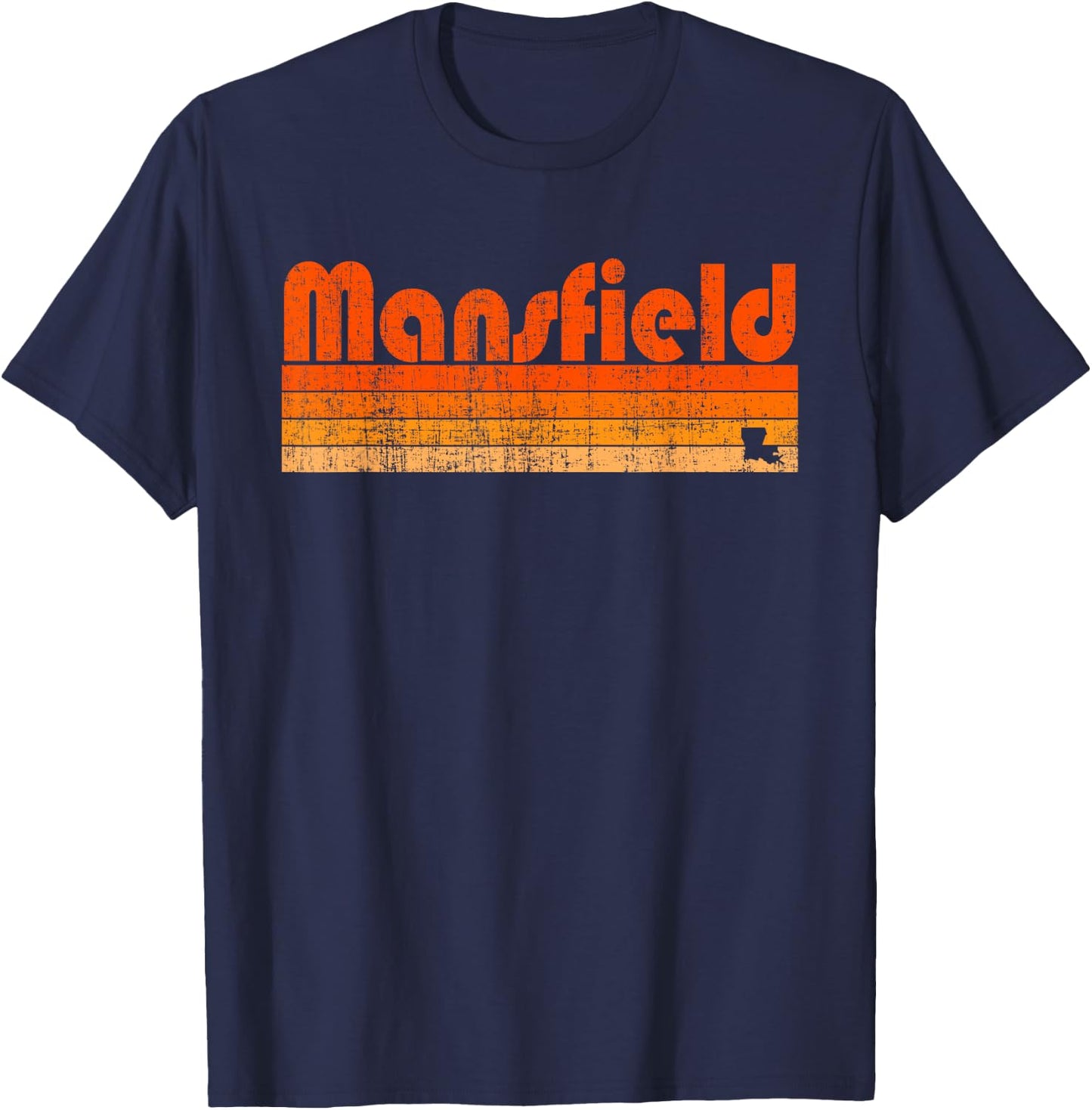 Mansfield, Louisiana Retro 80s Style T-Shirt - T-Shirt | Navy