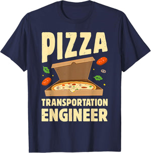 Pizza Transportation Engineer Funny Food Delivery Guy Retro T-Shirt - T-Shirt | Navy