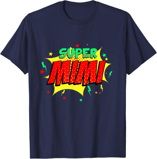 Super Mimi Comic Themed Style Superhero Fathers Day T-Shirt - T-Shirt | Navy