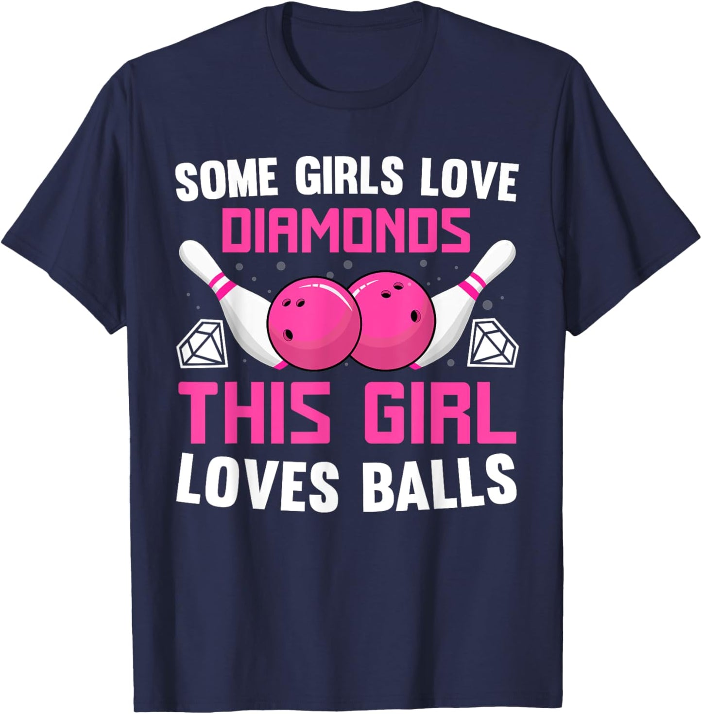 Funny Bowling Art Girls Track Bowling Spare Bowler T-Shirt - T-Shirt | Navy