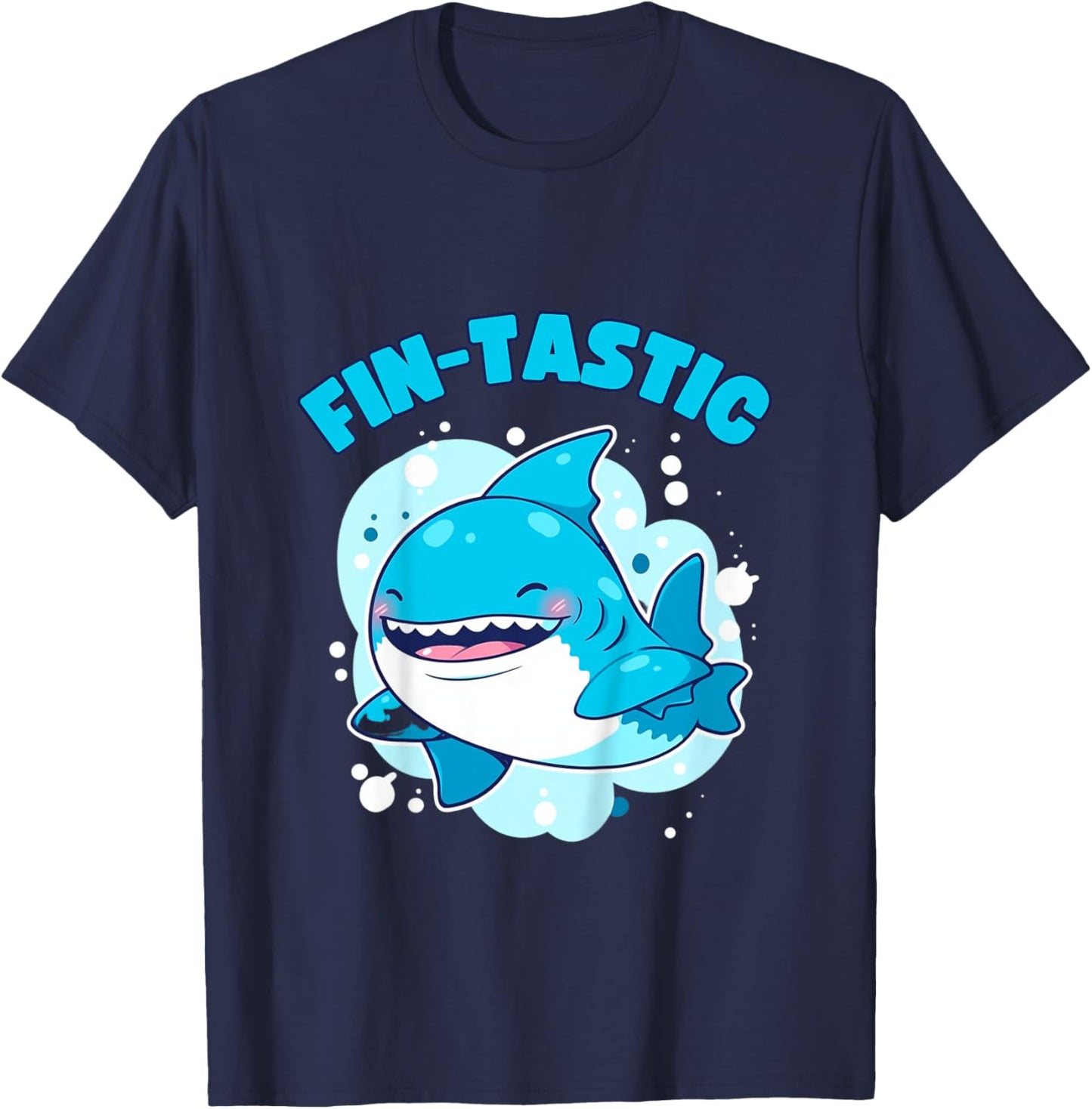 Fin-Tastic Cute Shark Funny Toddler Ocean Theme Sea T-Shirt - T-Shirt | Navy