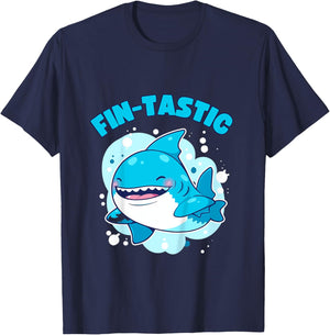 Fin-Tastic Cute Shark Funny Toddler Ocean Theme Sea T-Shirt - T-Shirt | Navy