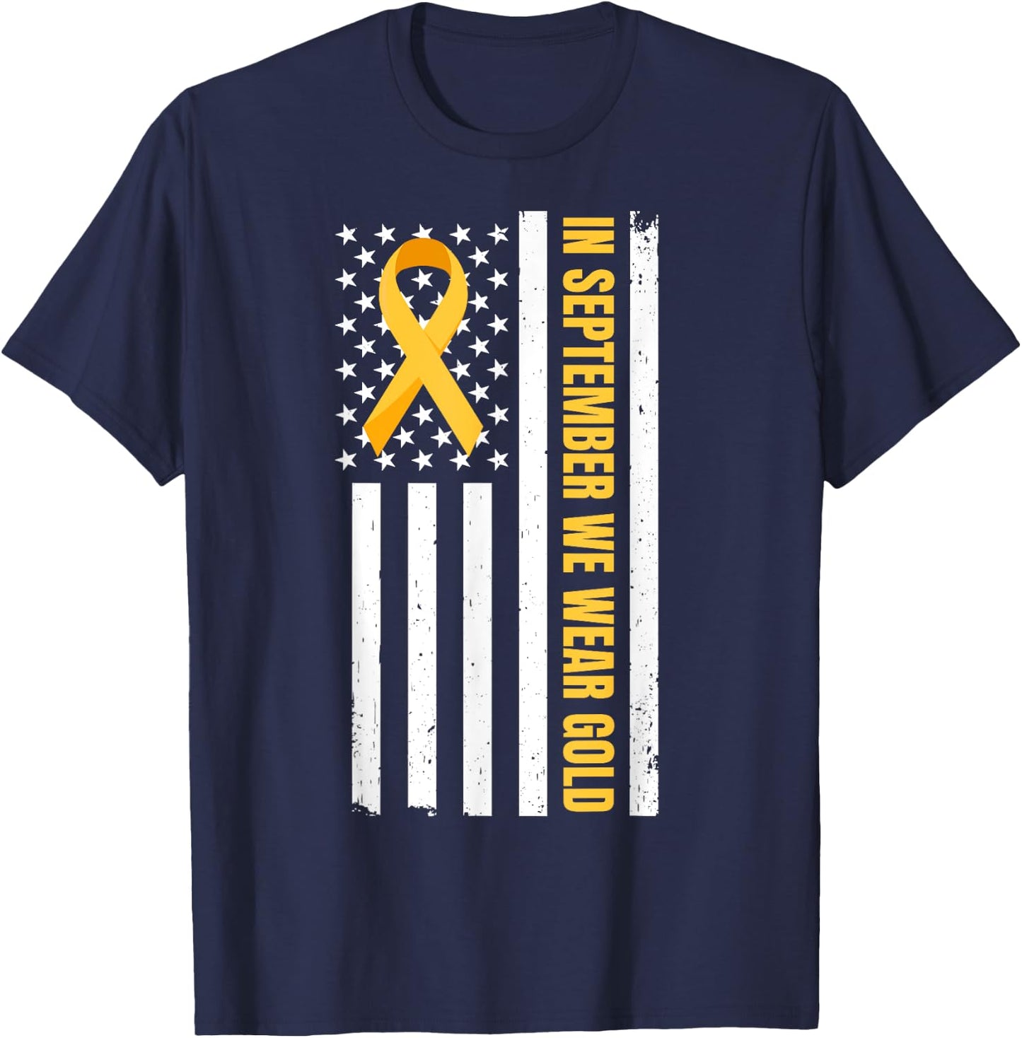 Childhood Cancer Awareness Month | In September We Wear Gold T-Shirt - T-Shirt | Navy