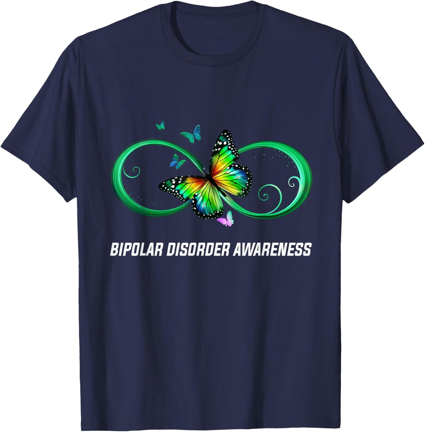 Infinity Butterfly Bipolar Disorder Awareness T-Shirt - T-Shirt | Navy