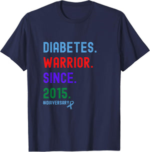 Diaversary, Diabetes Warrior Since 2015 T-Shirt - T-Shirt | Navy