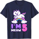 Birthday girl 5 years old, cat, unicorn, 5th birthday T-Shirt - T-Shirt | Navy