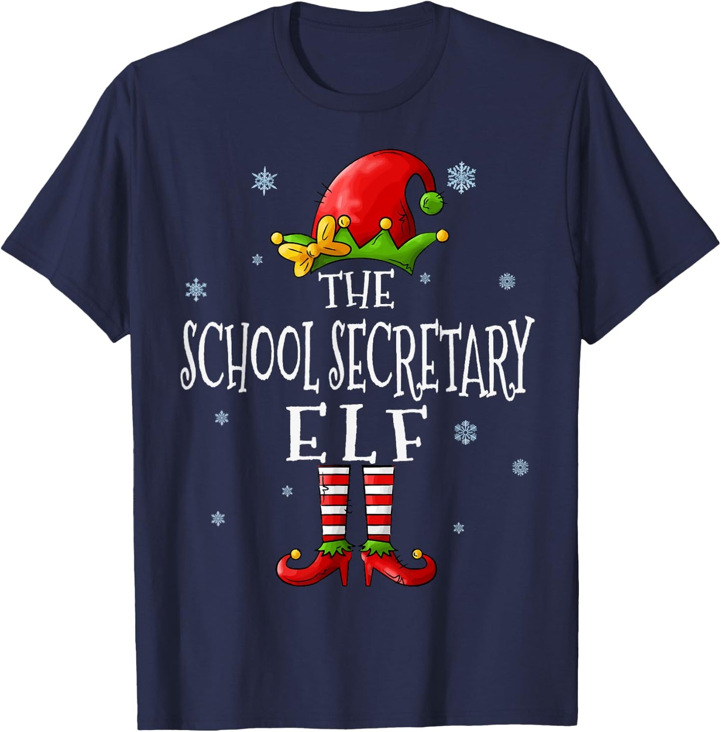The School Secretary Elf Squad Funny Xmas Matching Christmas T-Shirt - T-Shirt | Navy