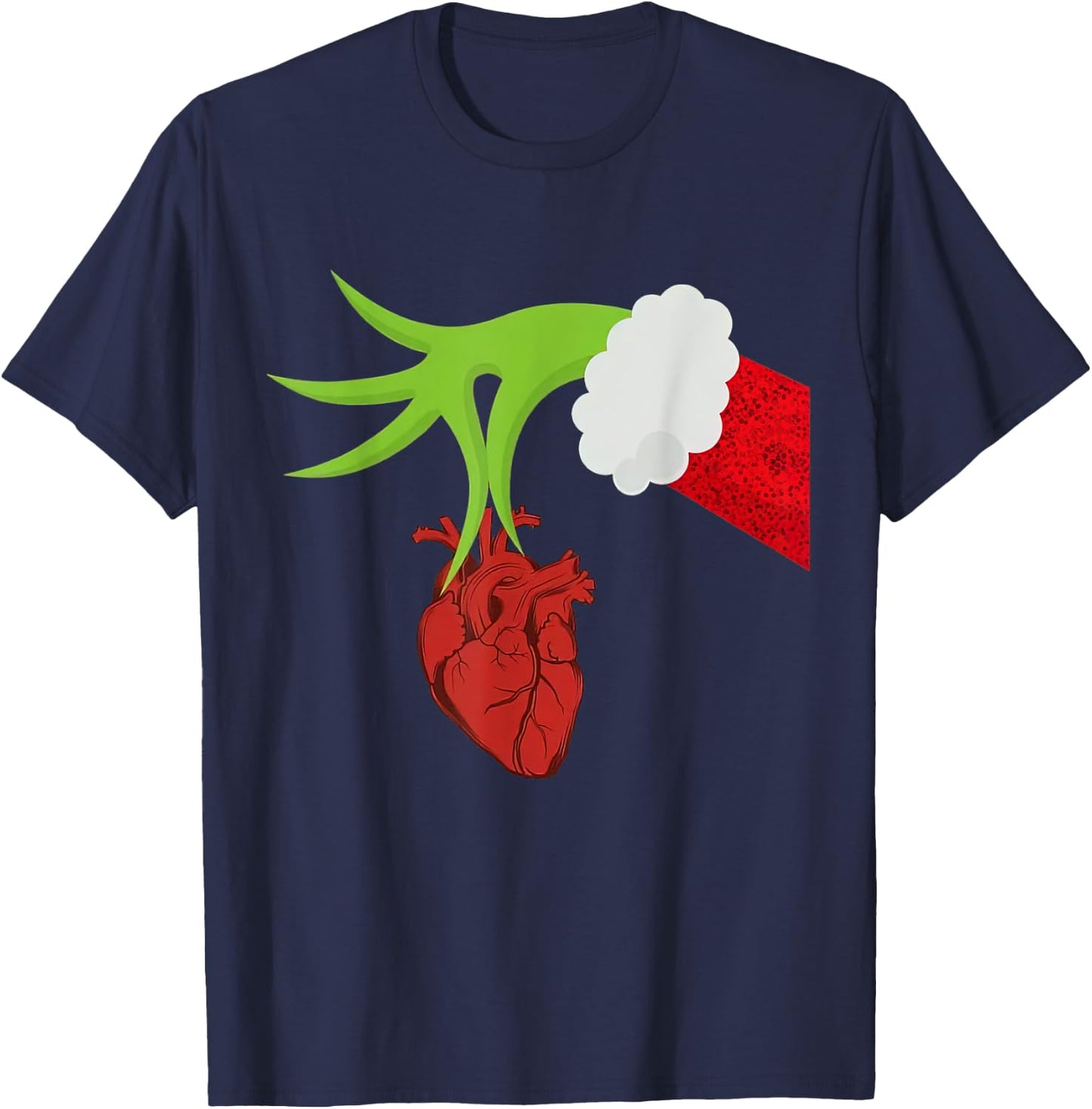 Christmas Cardiac Nurse Heart Anatomy Cardiology RN Nursing T-Shirt - T-Shirt | Navy