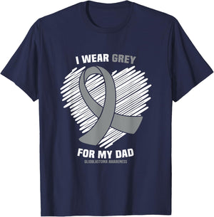 I Wear Grey For My Dad GBM Glioblastoma Awareness T-Shirt - T-Shirt | Navy