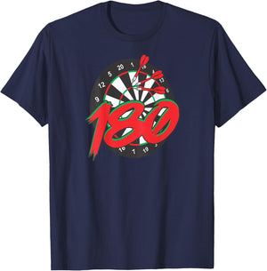 Dart Design on the back - Dartboard - 180 - Triple-20 T-Shirt - T-Shirt | Navy