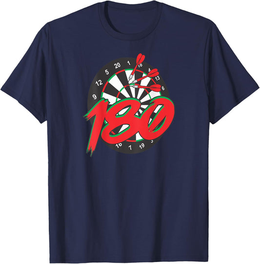 Dart Design on the back - Dartboard - 180 - Triple-20 T-Shirt - T-Shirt | Navy