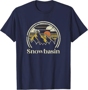 Snowbasin Mountains Utah Hiking Outdoors Retro T-Shirt - T-Shirt | Navy