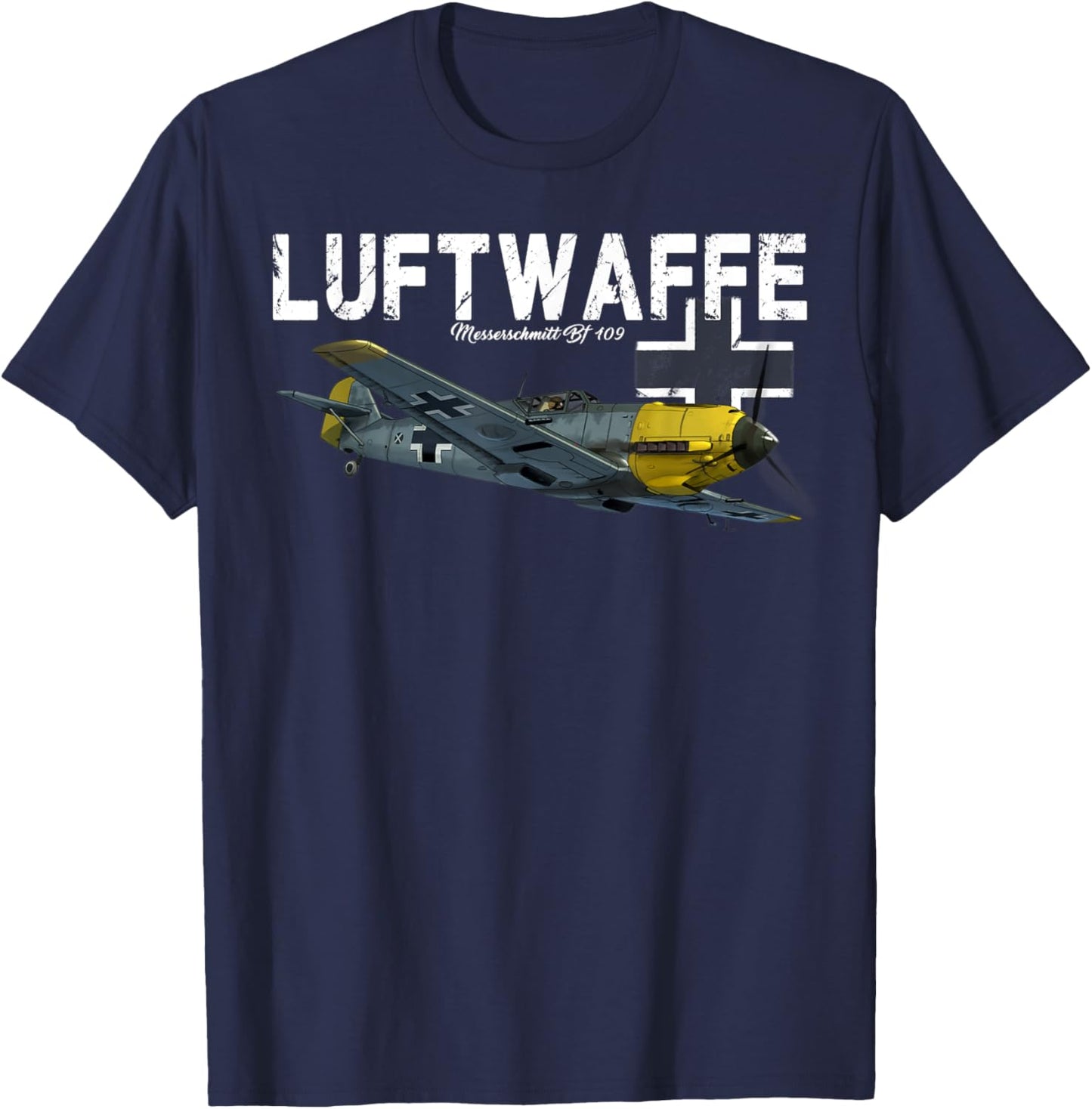 German Warbird I Messerschmitt BF-109 I WW2 Airplanes T-Shirt - T-Shirt | Navy