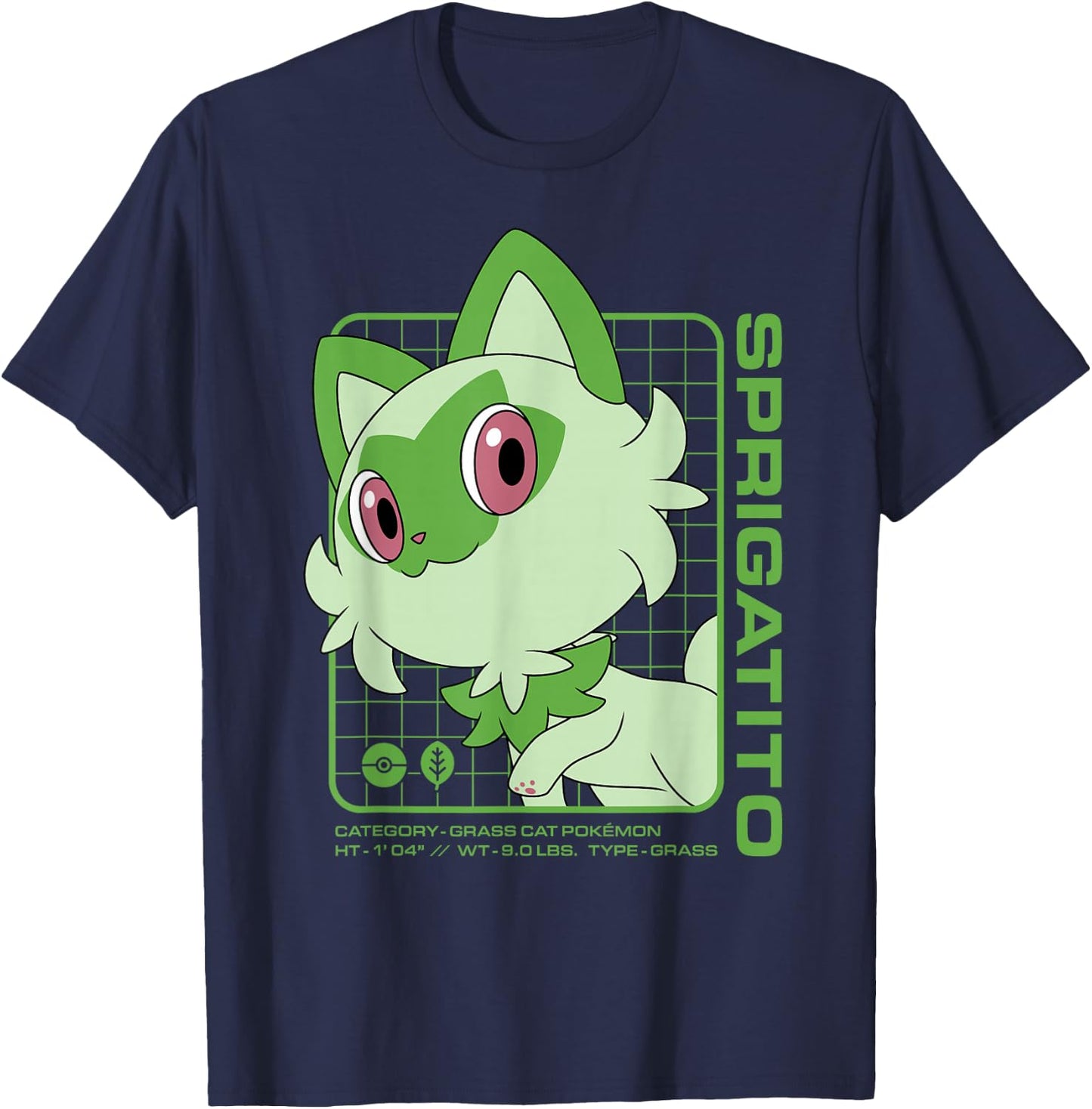 Pokémon - Sprigatito Stats T-Shirt - T-Shirt | Navy