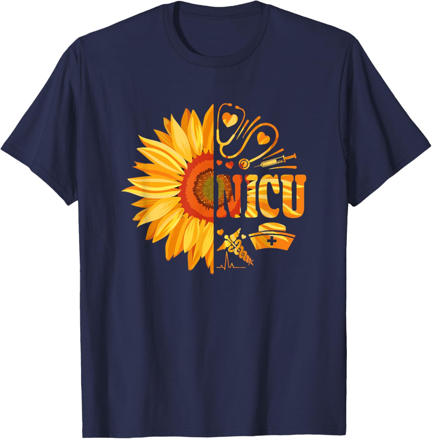 Sunflower NICU - Nursing Neonatal Intensive Care Unit T-Shirt - T-Shirt | Navy